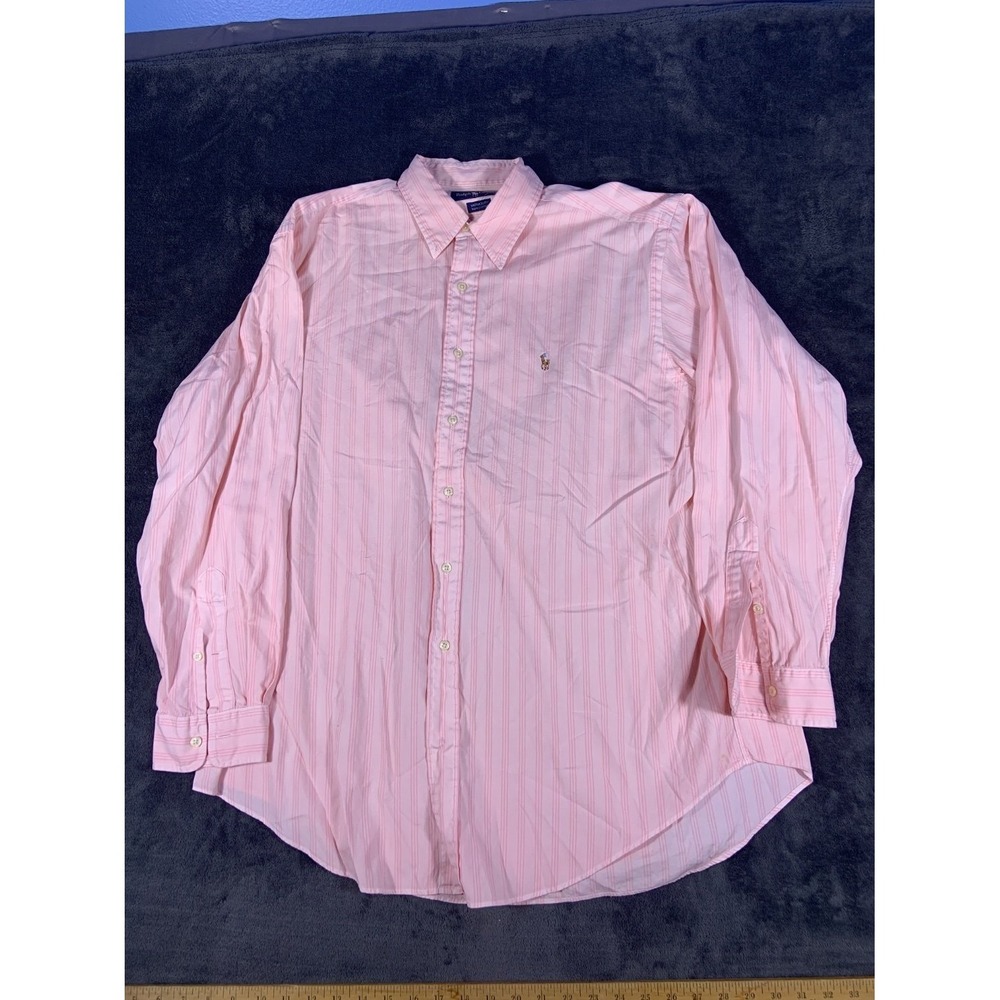 Ralph Lauren Yarmouth Men's Dress Shirt Size 17 Pink Button-down‎ Collar